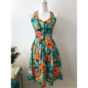 Robbie Bee Tropical Print Dress
